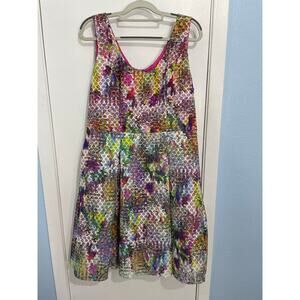 New York & Co Dress Size 14 Pink Abstract Honeycomb Textured Fairy Core Easter
